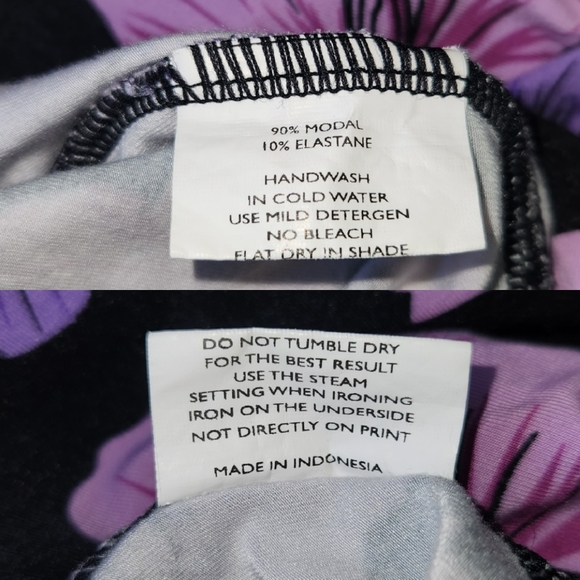 Top Valencia Violet Aloha Blooms Bloom Twist Back M Purple 3/4 Sleeve Hibiscus - Picture 15 of 16